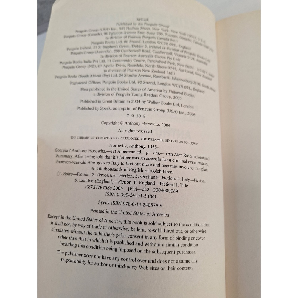 Scorpia Alex Rider Adventure Anthony Horowitz Paperback Book 9780142405789 - Picture 5 of 6